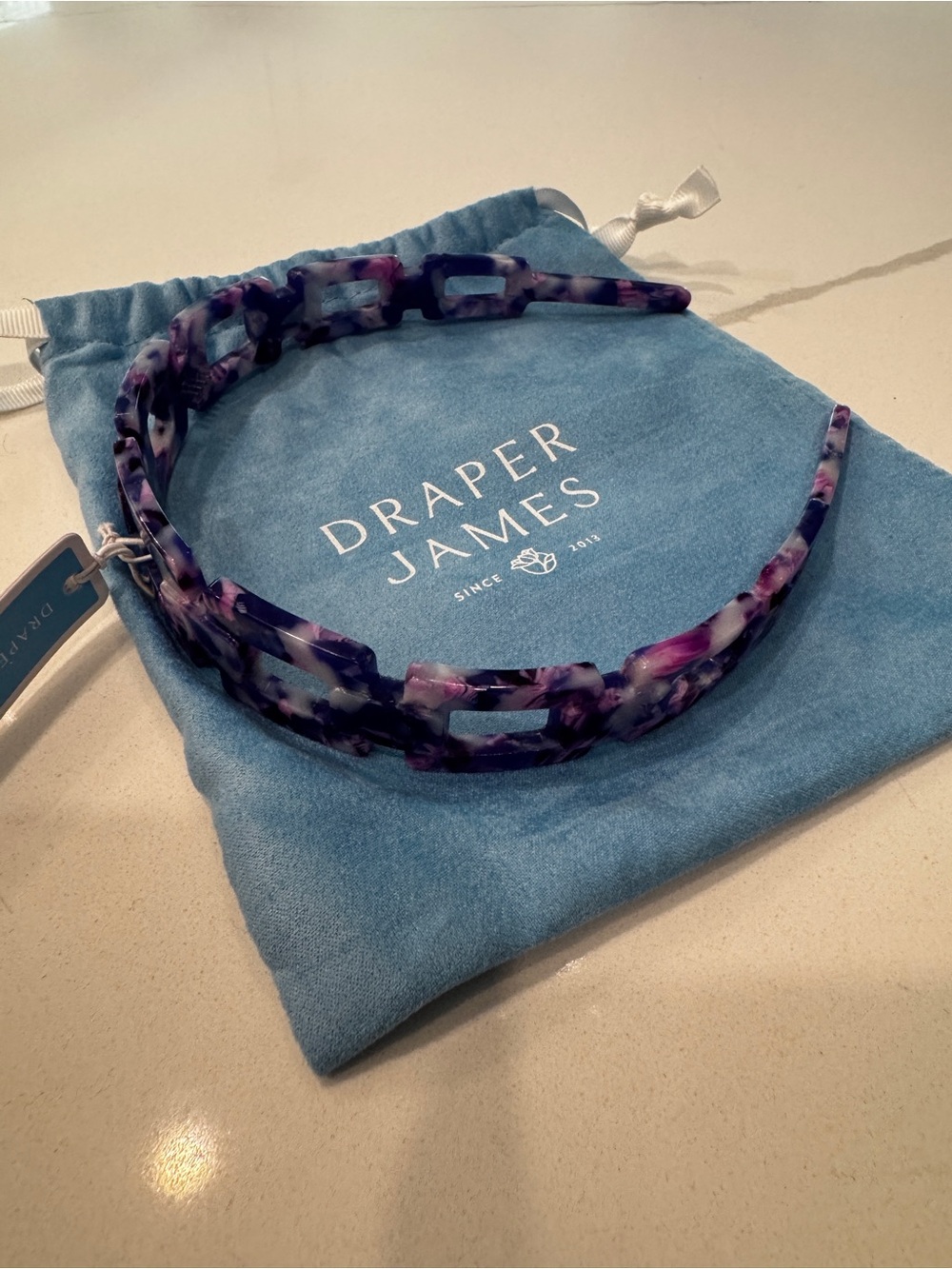 Draper James Purple Tortoiseshell Link Headband - NWT